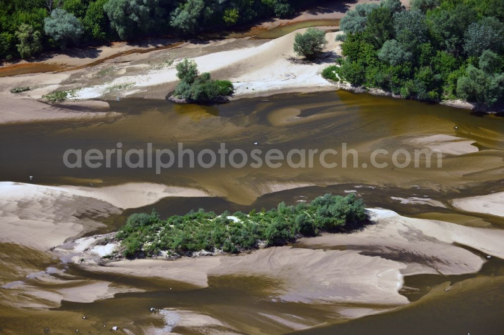 Warschau from above - Summer Due to lower water level on the banks of the weichsel river on Lesie Bielanskim in Warsaw in Poland