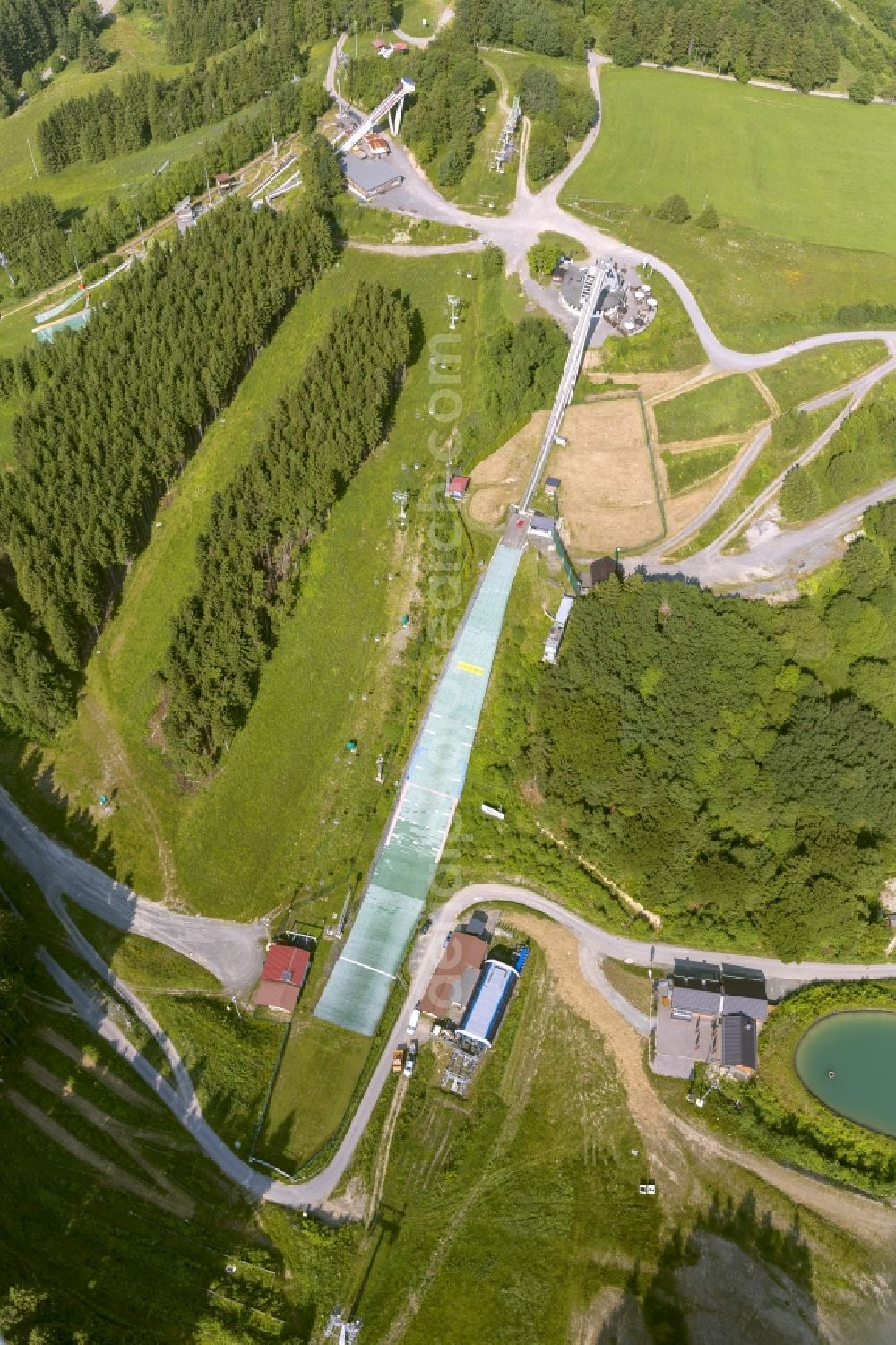 Jüchen from the bird's eye view: View of the ski jump hill at St. George Winterberg North Rhine-Westphalia