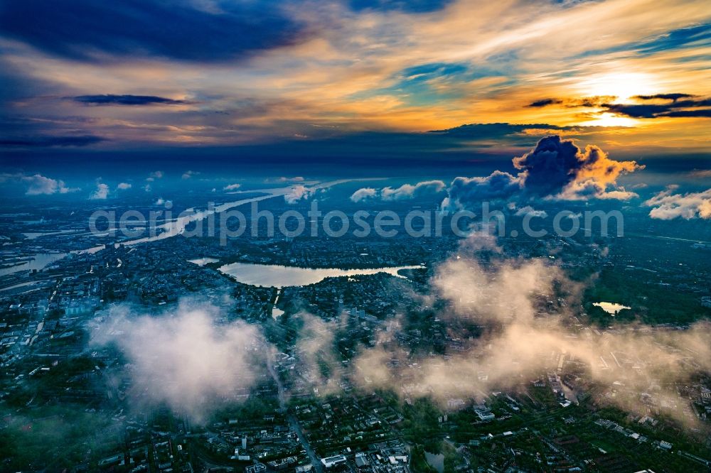 Hamburg from above - Sunset over the city of Hamburg, Germany