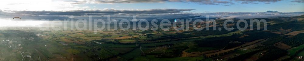 Aerial image Sinalunga - Sunrise over the countryside with para gliders in Sinalunga in Toscana, Italy