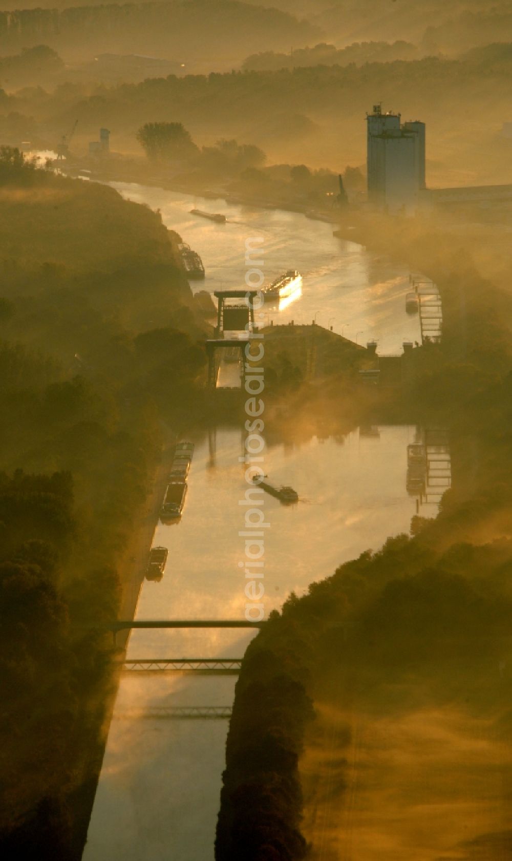 Dorsten from the bird's eye view: Sunrise over the city of Dorsten in the state of North Rhine-Westphalia