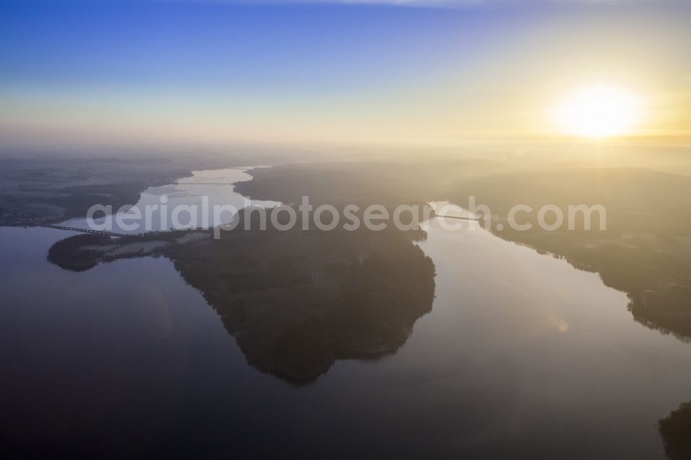 Aerial photograph Möhnesee - Sunrise at Soest and peninsula in North Rhine-Westphalia, Germany