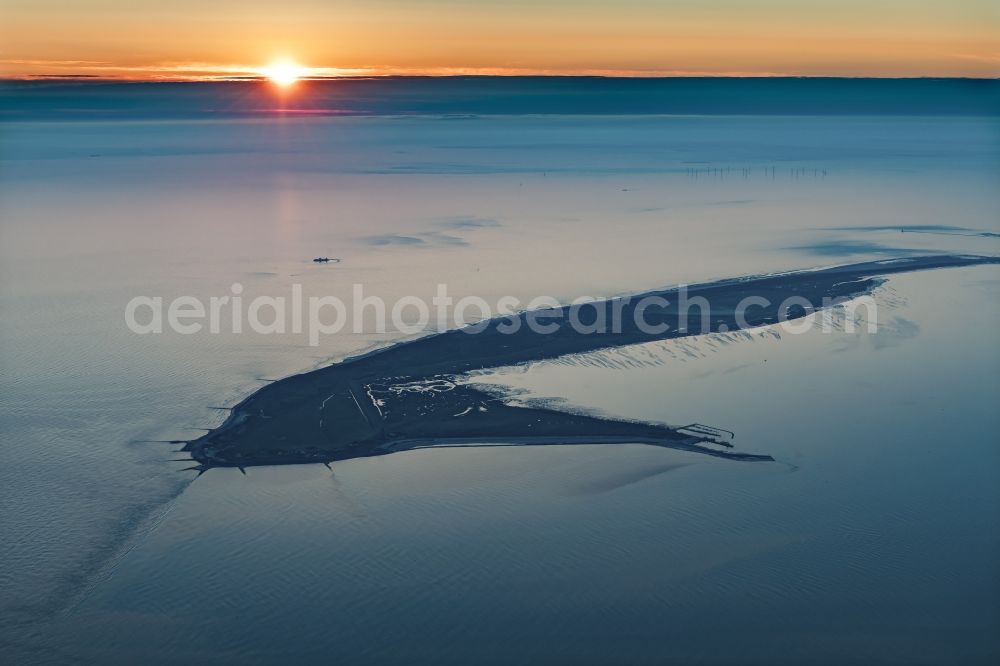 Aerial photograph Wangerooge - At the first light on the North Sea coast in Wangerooge in the state Lower Saxony