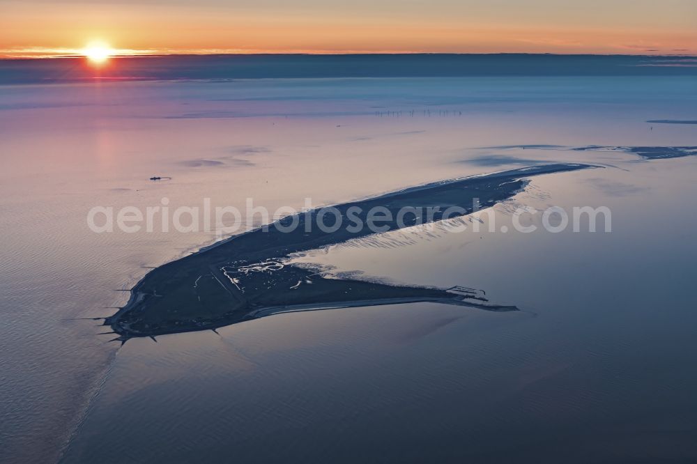 Wangerooge from above - At the first light on the North Sea coast in Wangerooge in the state Lower Saxony