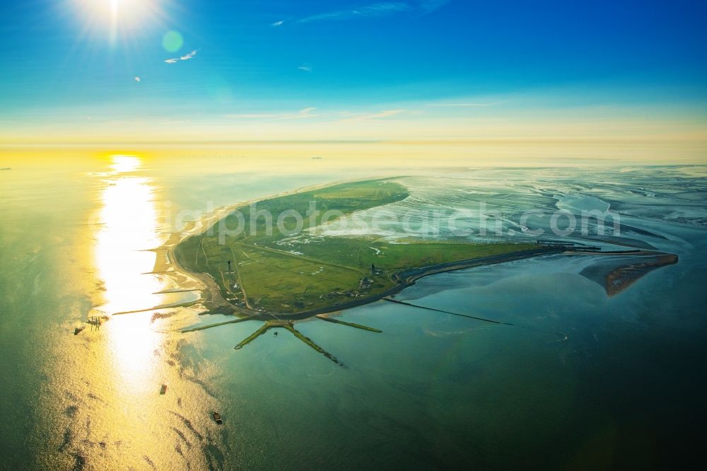 Aerial photograph Wangerooge - At the first light on the North Sea coast in Wangerooge in the state Lower Saxony