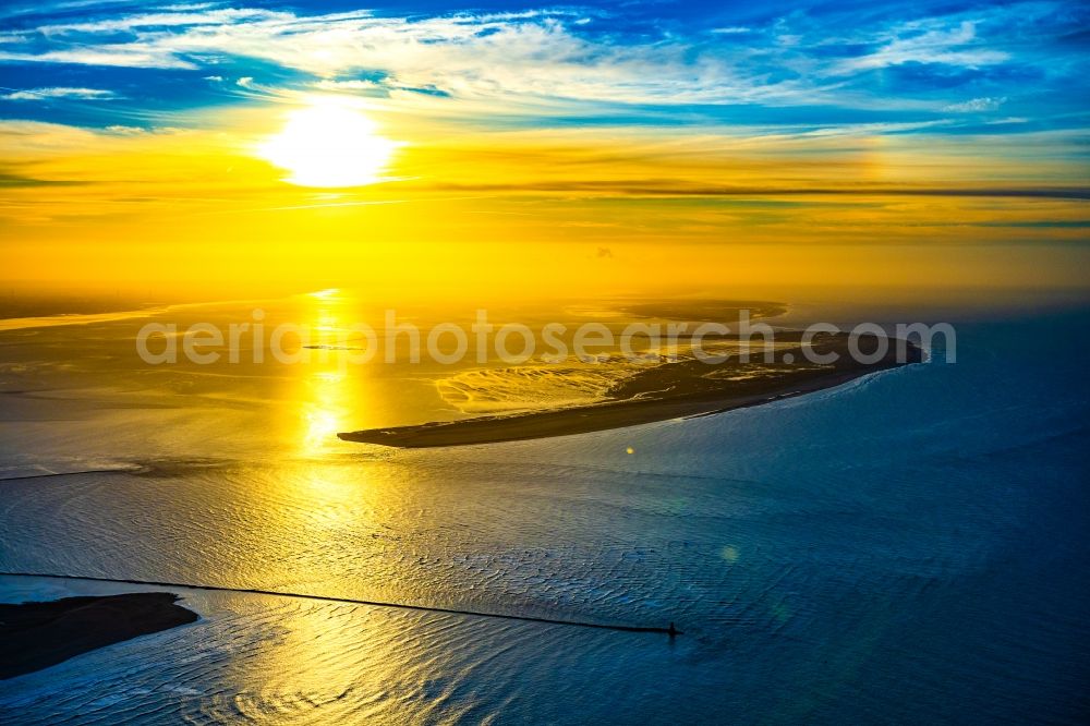 Aerial photograph Wangerooge - At the first light on the North Sea coast in Wangerooge in the state Lower Saxony