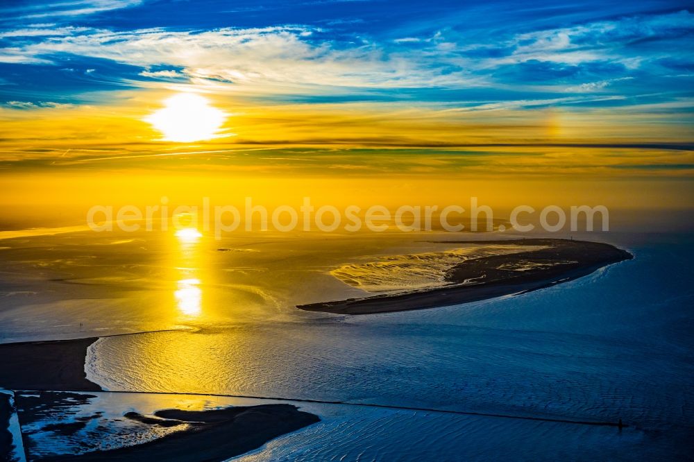 Aerial photograph Wangerooge - At the first light on the North Sea coast in Wangerooge in the state Lower Saxony