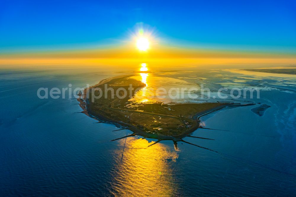 Aerial photograph Wangerooge - At the first light on the North Sea coast in Wangerooge in the state Lower Saxony