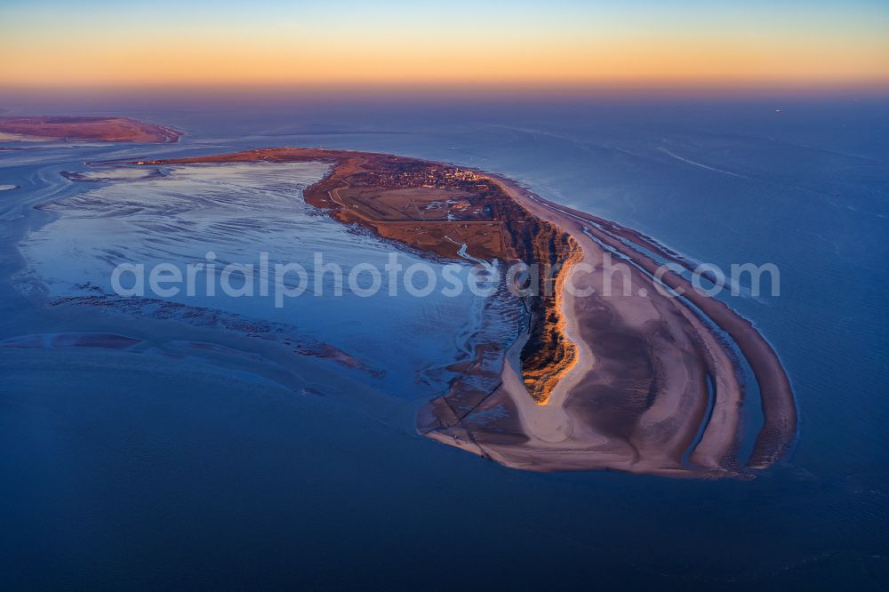 Aerial photograph Wangerooge - At the first light on the North Sea coast in Wangerooge in the state Lower Saxony