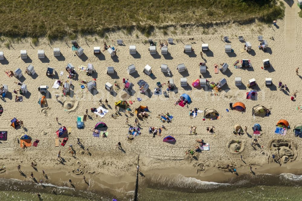 Kühlungsborn from the bird's eye view: Sunbathing, swimming and relaxing on the Baltic Sea - beach in Kuehlungsborn in Mecklenburg-Western Pomerania