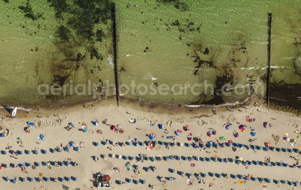 Kühlungsborn from the bird's eye view: Sunbathing, swimming and relaxing on the Baltic Sea - beach in Kuehlungsborn in Mecklenburg-Western Pomerania