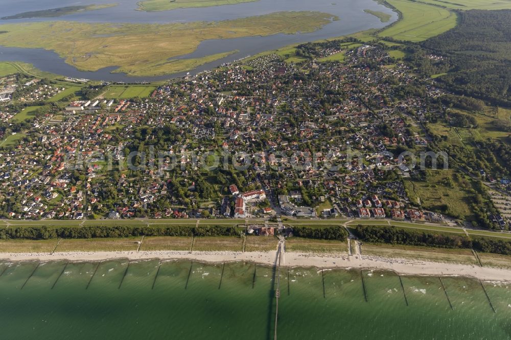 Zingst from above - Sunbathing, swimming and relaxing on the Baltic Sea - beach in Zingst in Mecklenburg-Western Pomerania