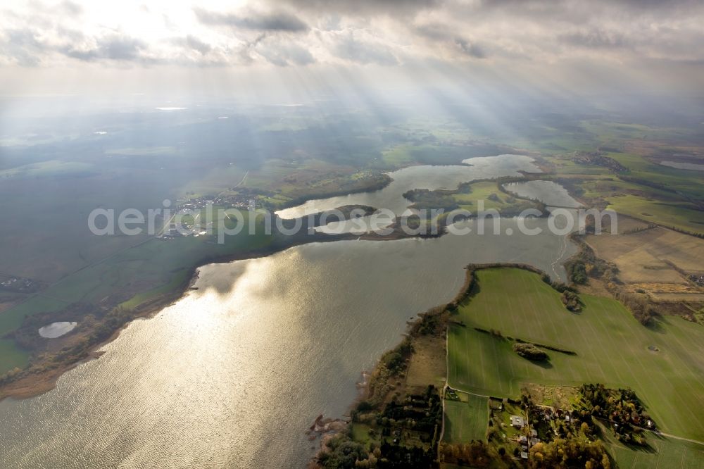 Aerial image Güstrow - Autumn clouds veiled Lakelands Güstrow in Mecklenburg - Western Pomerania