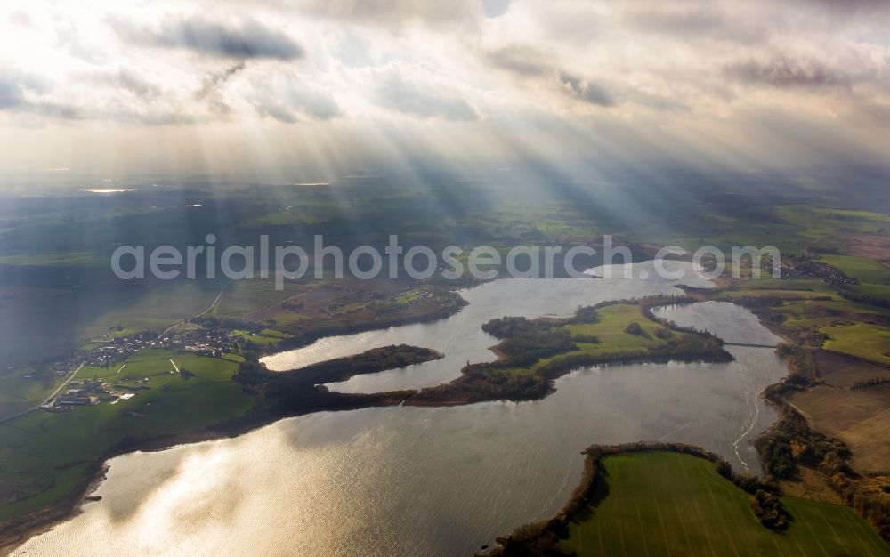 Aerial photograph Güstrow - Autumn clouds veiled Lakelands Güstrow in Mecklenburg - Western Pomerania