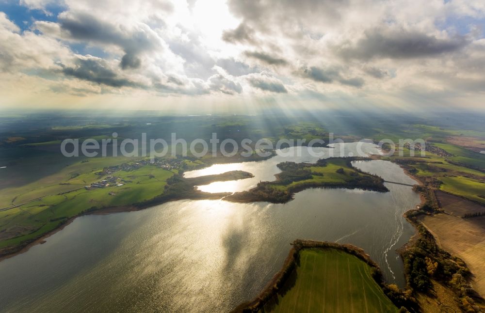 Güstrow from the bird's eye view: Autumn clouds veiled Lakelands Güstrow in Mecklenburg - Western Pomerania