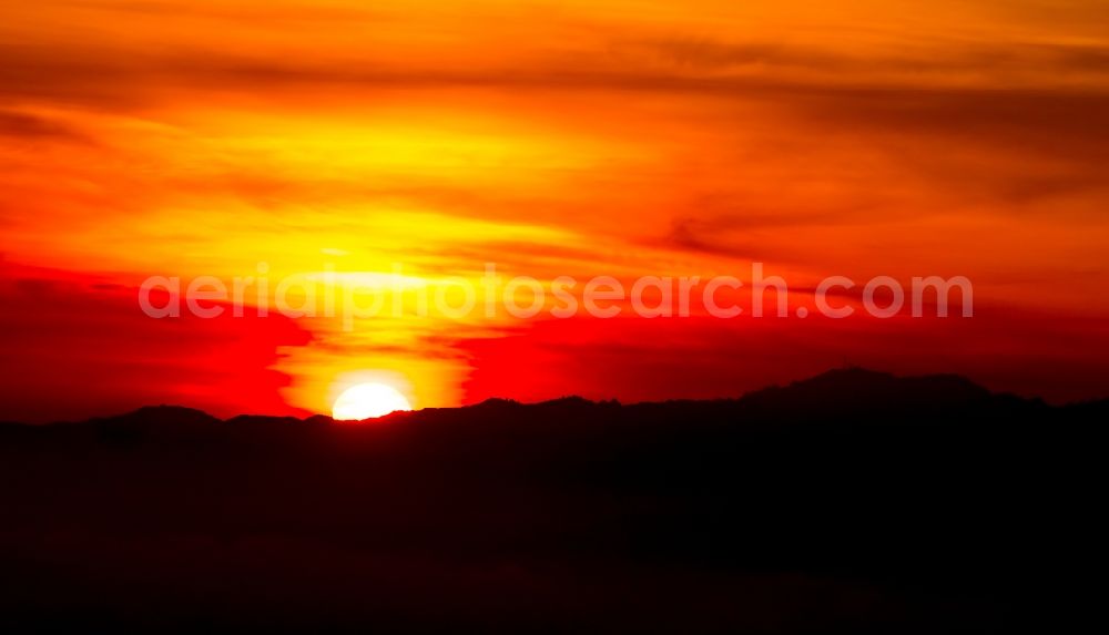 Aerial image Los Angeles - Sunset above Hollywood Hills in Los Angeles in California, USA