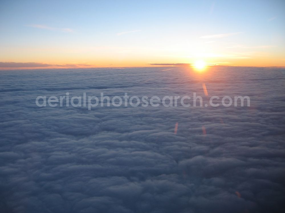 Aerial image Buch - Sunset above cloud layers in Buch bavaria