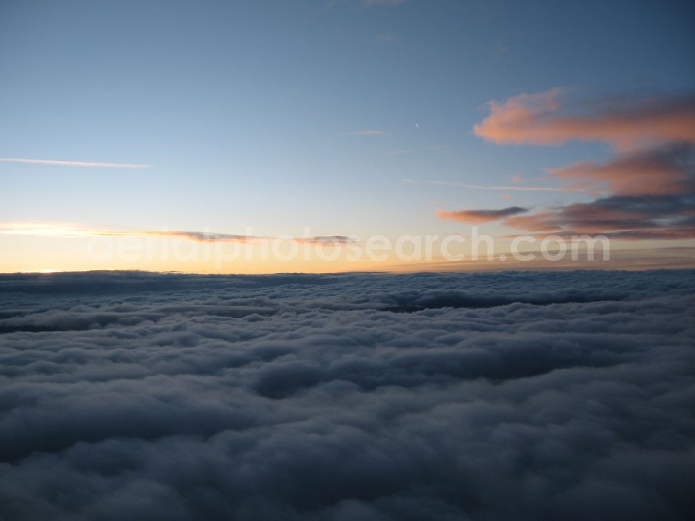 Deggingen from the bird's eye view: Sunset over layer clouds in Deggingen Baden-Wuerttemberg