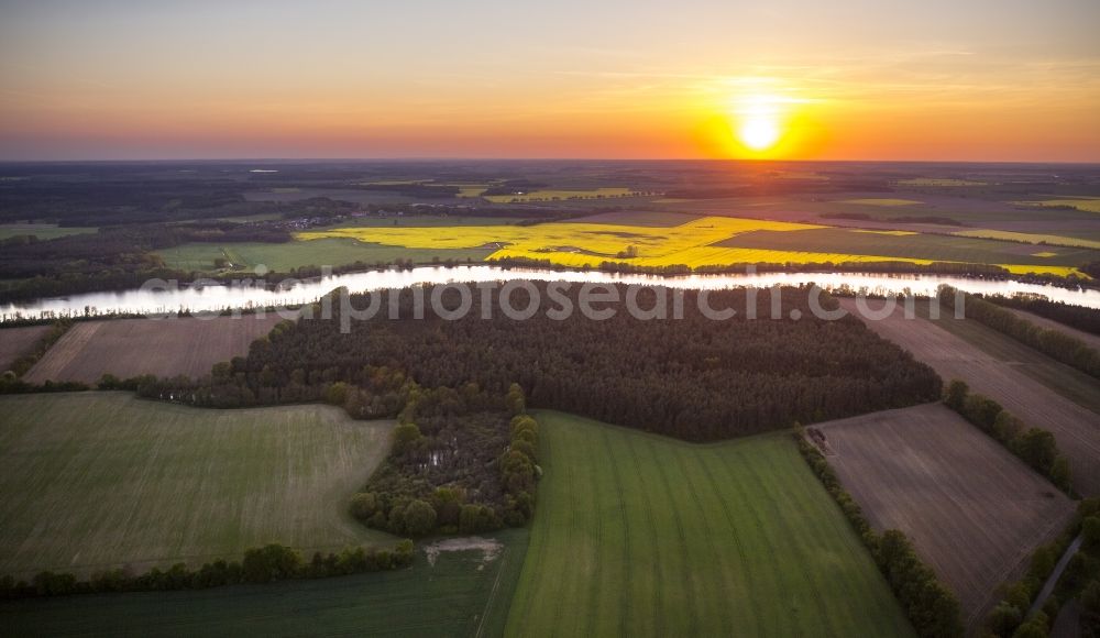 Lärz from above - Sunset at Mecklenburg Lake District in Laerz in Mecklenburg - Western Pomerania