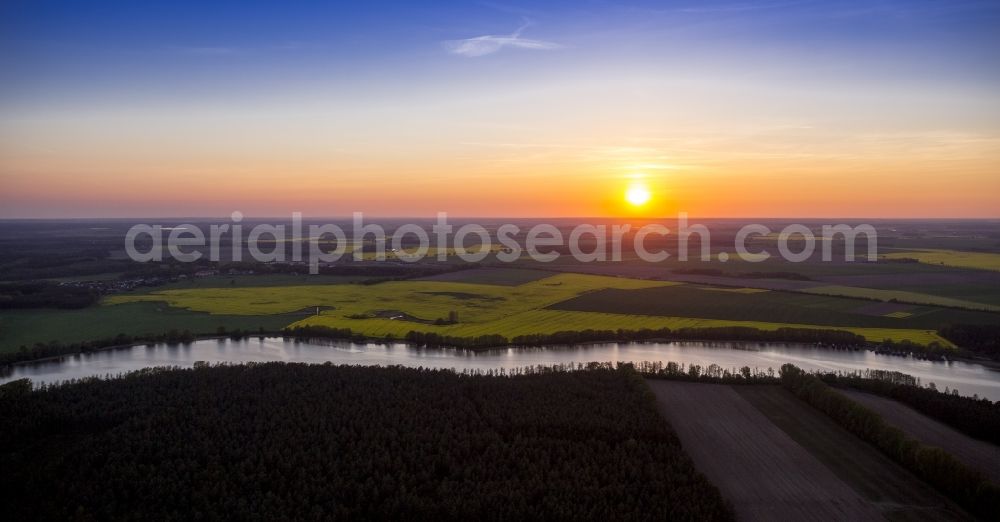 Lärz from above - Sunset at Mecklenburg Lake District in Laerz in Mecklenburg - Western Pomerania