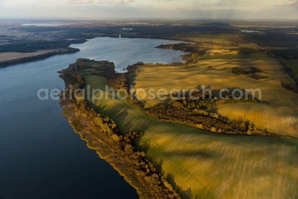 Wesenberg from above - Sunset-landscape on the shores of Woblitzsee at Wesenberg in Mecklenburg - Western Pomerania