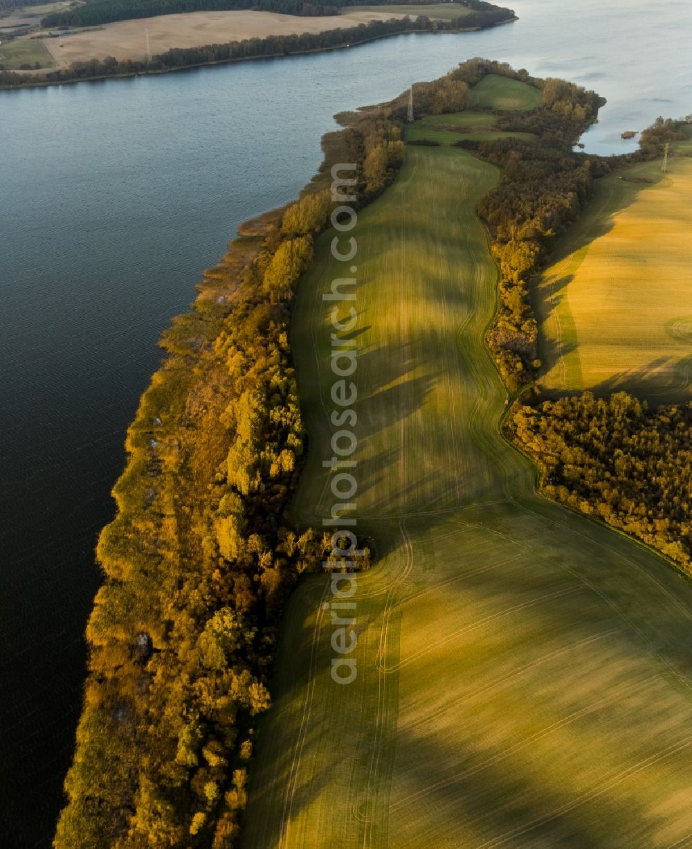 Wesenberg from the bird's eye view: Sunset-landscape on the shores of Woblitzsee at Wesenberg in Mecklenburg - Western Pomerania