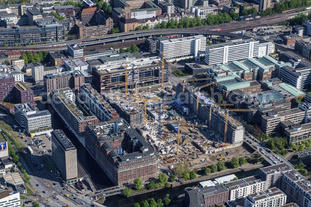 Aerial photograph Hamburg - Construction site to build a new multi-family residential complex Nagelsweg - Sonninstrasse in Hamburg, Germany