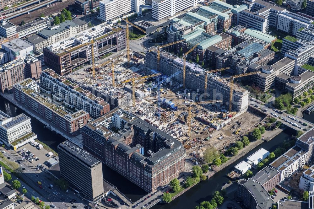 Hamburg from above - Construction site to build a new multi-family residential complex Nagelsweg - Sonninstrasse in Hamburg, Germany