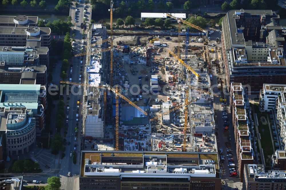 Aerial image Hamburg - Construction site to build a new multi-family residential complex Nagelsweg - Sonninstrasse in Hamburg, Germany