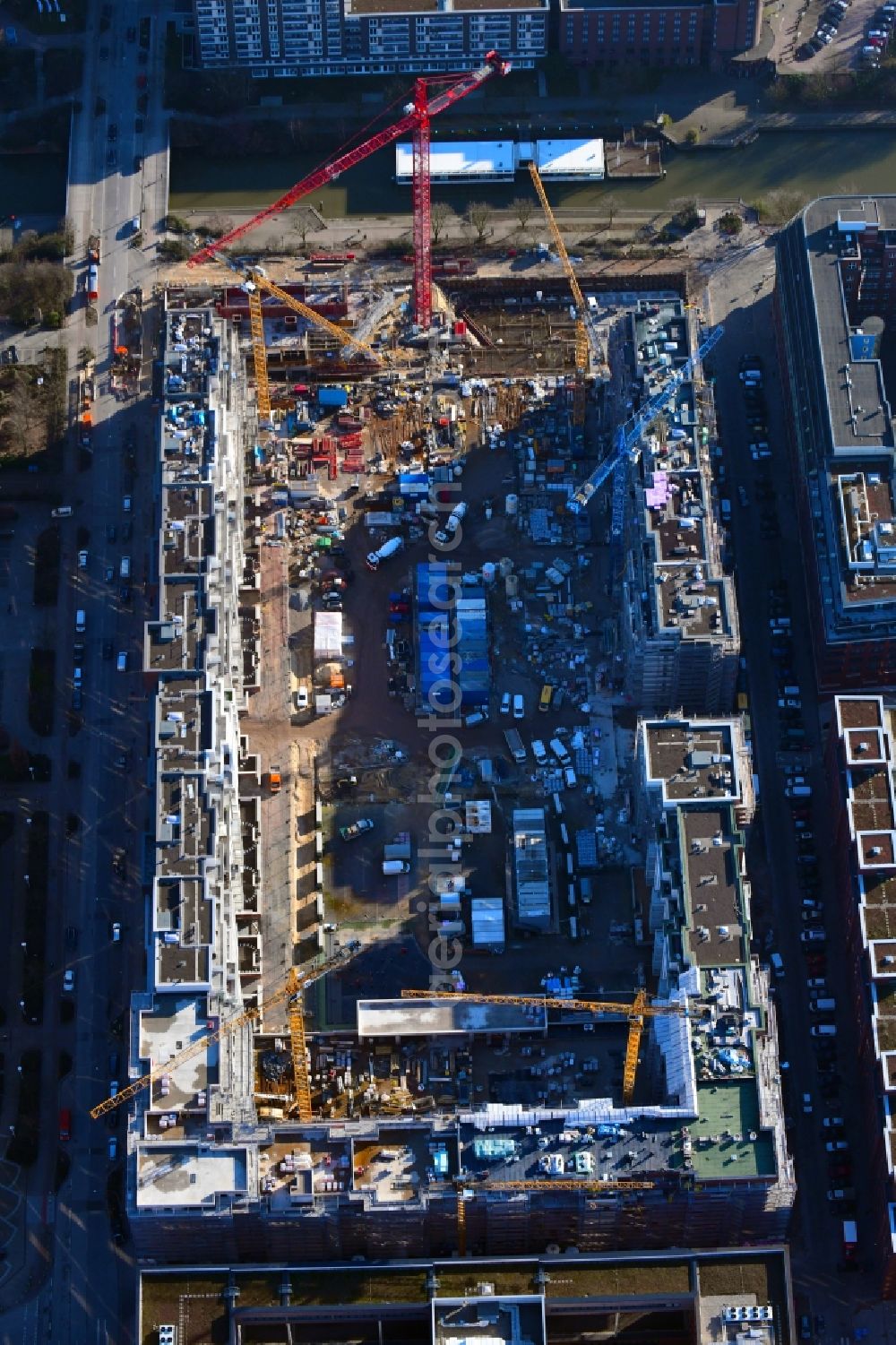 Aerial photograph Hamburg - Construction site to build a new multi-family residential complex Nagelsweg - Sonninstrasse in Hamburg, Germany