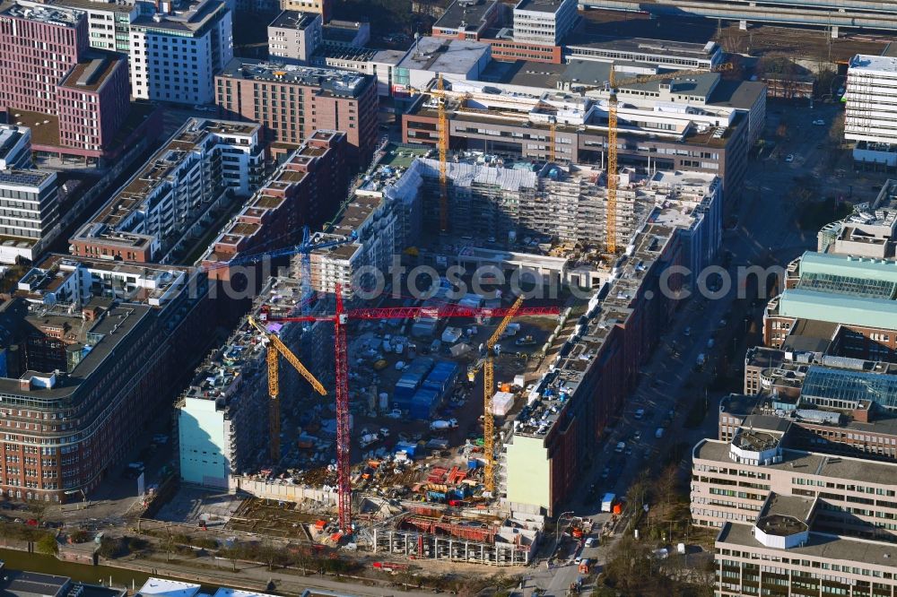 Aerial image Hamburg - Construction site to build a new multi-family residential complex Nagelsweg - Sonninstrasse in Hamburg, Germany