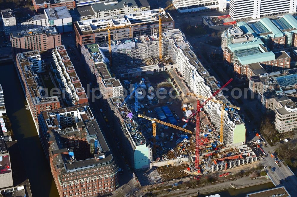 Hamburg from above - Construction site to build a new multi-family residential complex Nagelsweg - Sonninstrasse in Hamburg, Germany