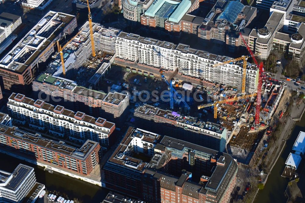 Hamburg from the bird's eye view: Construction site to build a new multi-family residential complex Nagelsweg - Sonninstrasse in Hamburg, Germany