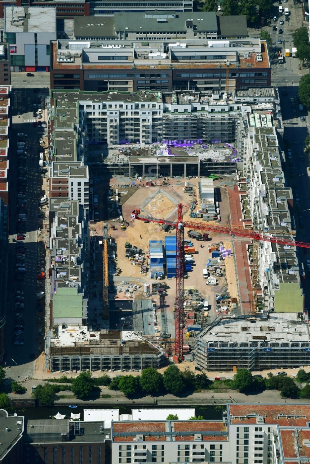 Aerial image Hamburg - Construction site to build a new multi-family residential complex Nagelsweg - Sonninstrasse in Hamburg, Germany