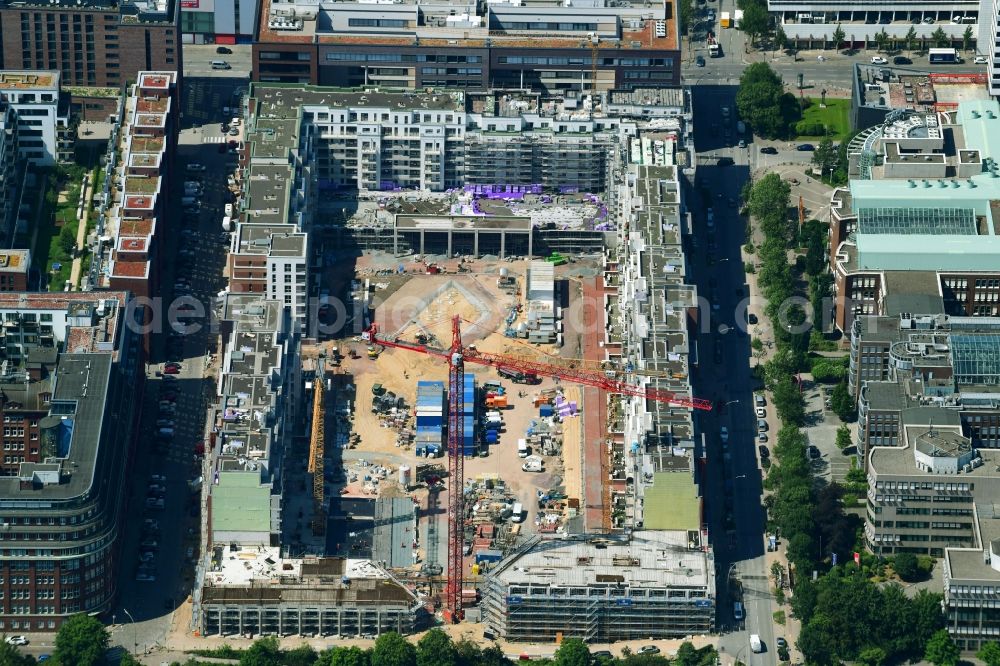 Aerial photograph Hamburg - Construction site to build a new multi-family residential complex Nagelsweg - Sonninstrasse in Hamburg, Germany