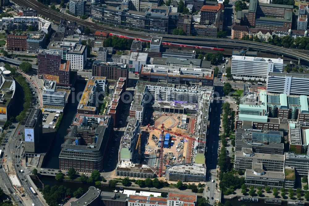 Hamburg from above - Construction site to build a new multi-family residential complex Nagelsweg - Sonninstrasse in Hamburg, Germany