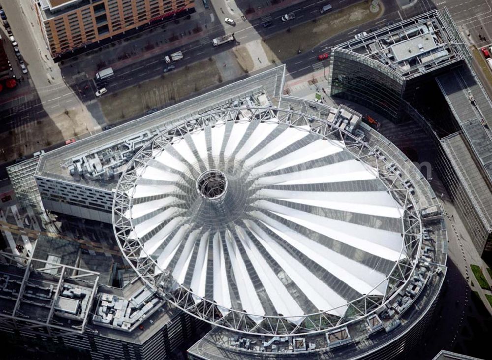 Berlin - Tiergarten from above - 01.04.2003 Sony Center am Potsdamer Platz in Berlin-Tiergarten