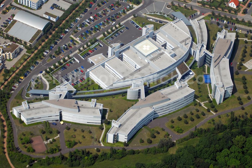 Weimar from above - Blick auf das Sophien- und Hufeland-Klinikum in Weimar. Sophien- und Hufeland-Klinikum gGmbH, Henry-van-de-Velde-Straße 2, 99425 Weimar, Prokurist Herr Tomas Kallenbach, Tel.: 03643/ 57-0