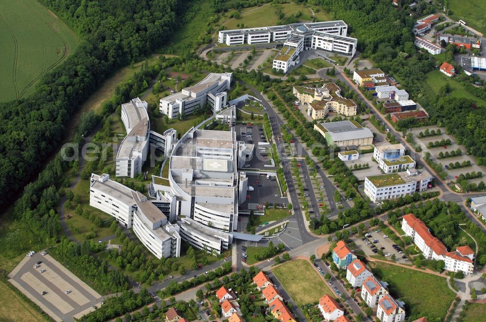 Aerial image Weimar - The Sophia and hoof Clinic in Weimar in Thuringia is located in the Henry van de Velde-street in the southern city. the world famous architect Carlos Ott has designed one of the most modern hospitals in Germany with the hospital complex