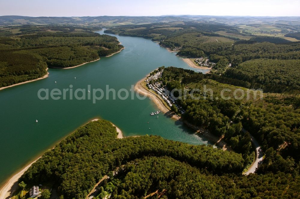 Sundern from the bird's eye view: View of the Sorpesee in Sundern in the state of North Rhine-Westphalia