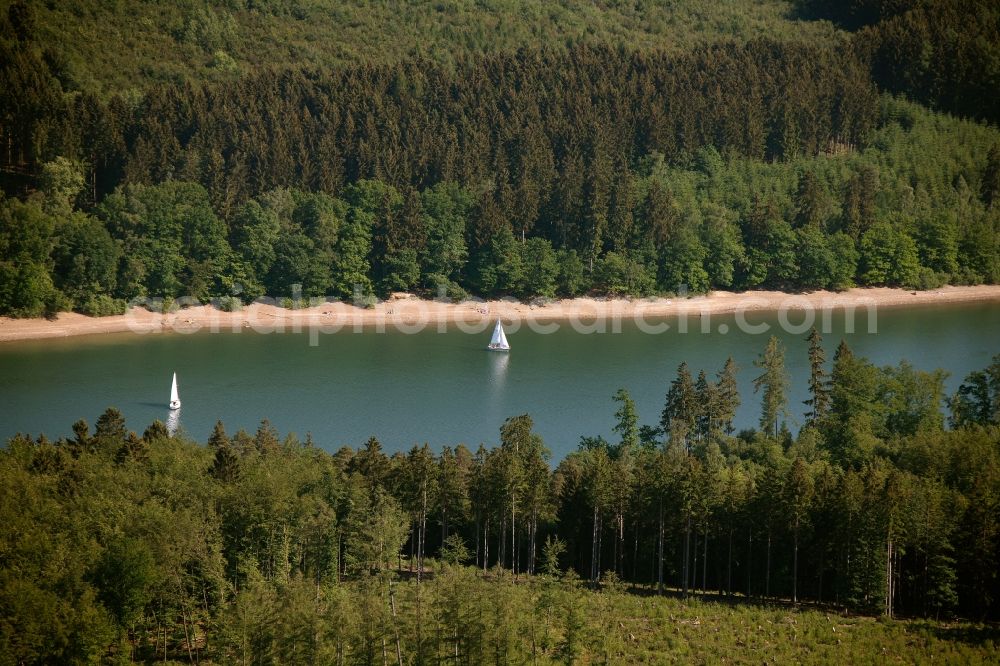 Sundern from the bird's eye view: View of the Sorpesee in Sundern in the state of North Rhine-Westphalia