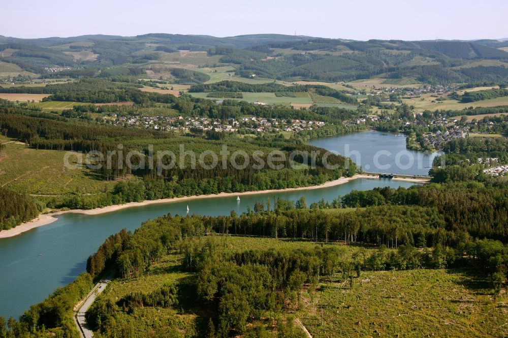 Aerial image Sundern - View of the Sorpesee in Sundern in the state of North Rhine-Westphalia