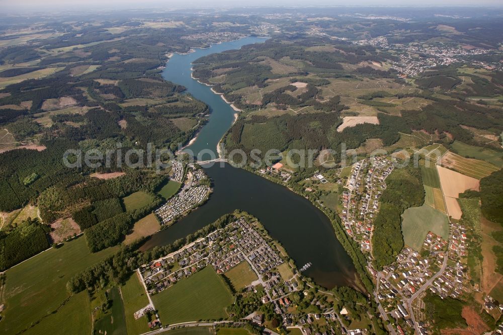 Sundern from the bird's eye view: View of the Sorpesee in Sundern in the state of North Rhine-Westphalia