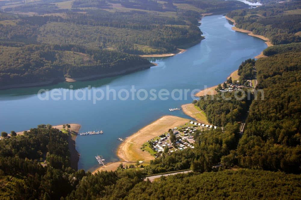 Sundern from above - View of the Sorpesee in Sundern in the state of North Rhine-Westphalia