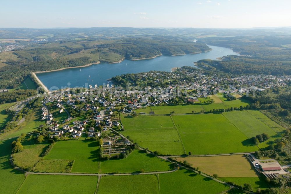 Sundern from above - View of the Sorpesee in Sundern in the state of North Rhine-Westphalia