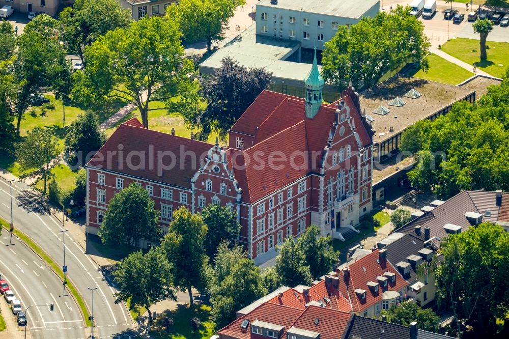 Herne from above - Former Town Hall building of the city administration in Herne in the state North Rhine-Westphalia