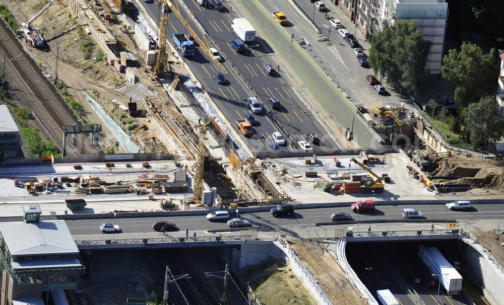 Aerial photograph Berlin - Baustelle Autobahn-Brücke Spanauer Damm. Construction site motorway / highway bridge Spandauer Damm.