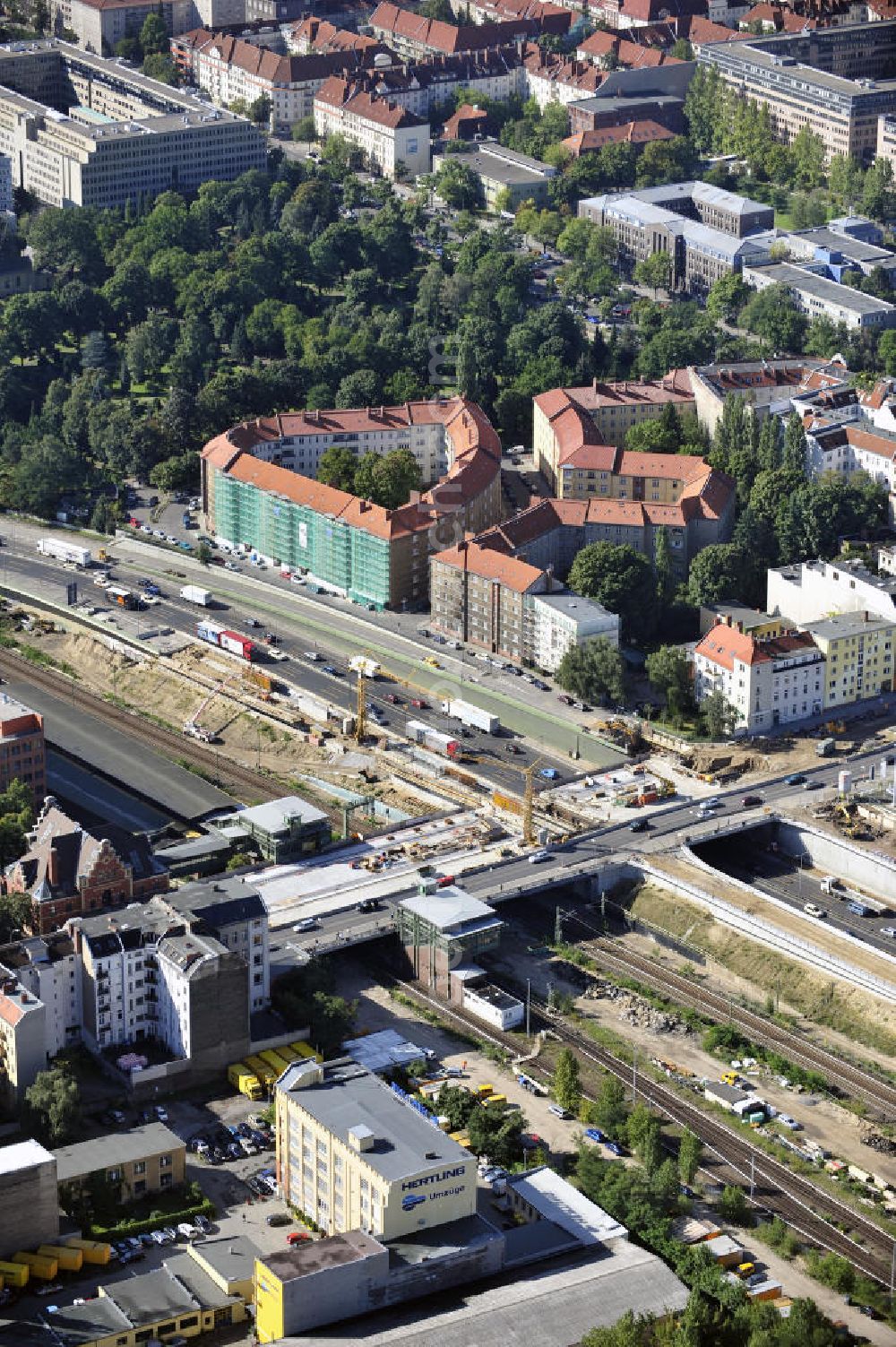 Berlin from the bird's eye view: Baustelle Autobahn-Brücke Spanauer Damm. Construction site motorway / highway bridge Spandauer Damm.