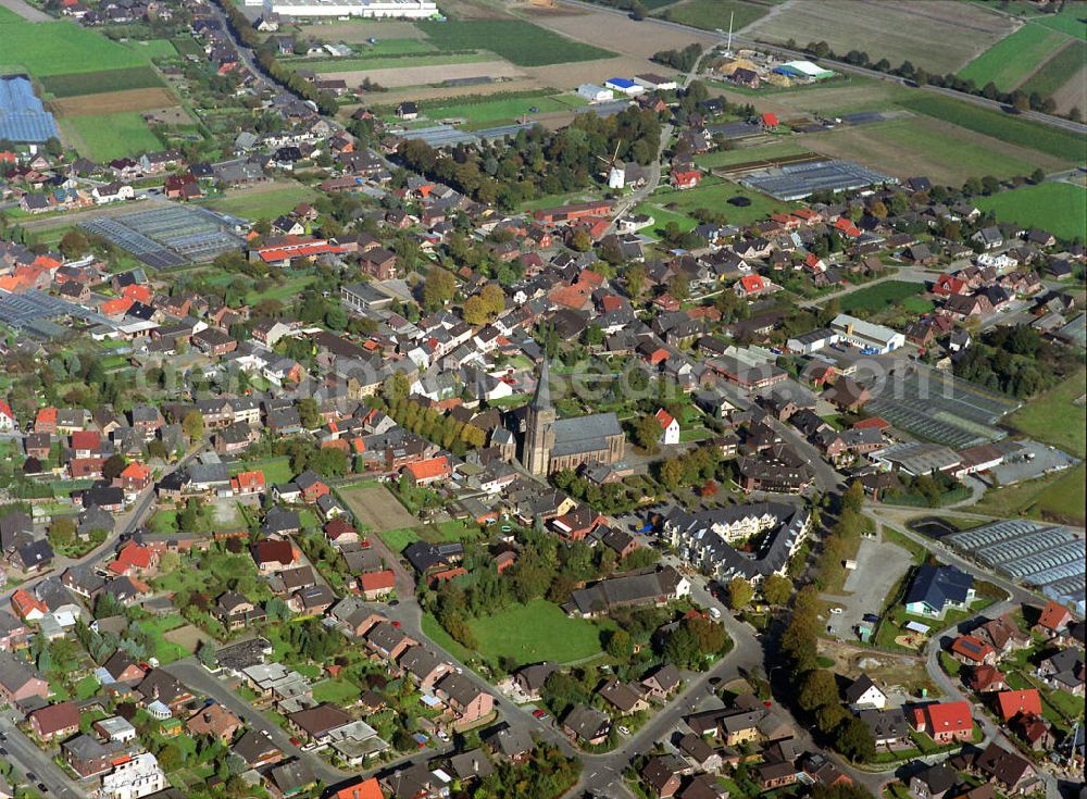 WALBECK from the bird's eye view: Ortsansicht vom Spargeldorf Walbeck in Nordrhein-Westfalen. Walbeck in North Rhine-Westphalia.