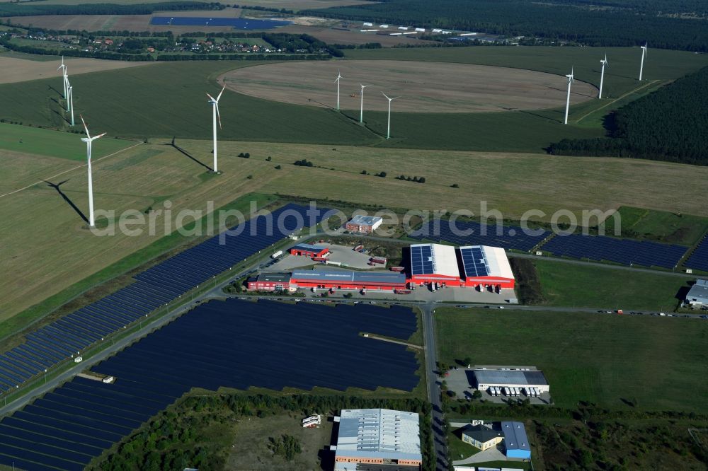 Lübesse from above - Freight forwarding - logistics & transport depot of the Theurer GmbH in Luebesse in Mecklenburg-Western Pomerania